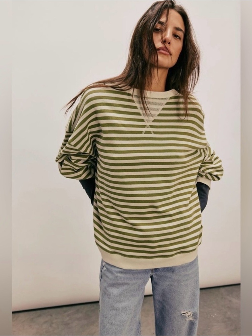 ▪️NWT Free People Oversized Classic Crew Sweatshirt in Woodland Combo-M